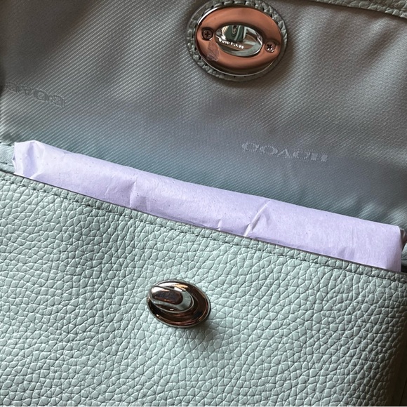 Coach turnlock mini backpack, pebbled leather, mint, green rucksack NWOT - Picture 8 of 13